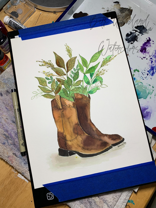 leafy Boots Painting