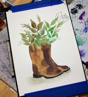 leafy Boots Painting