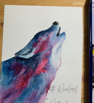 Galaxy Wolf Watercolor