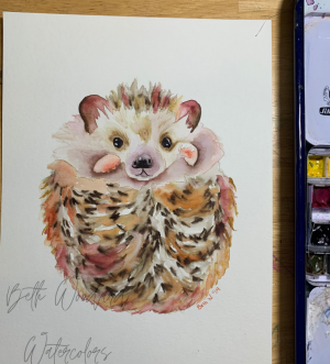adorable hedgehog watercolor