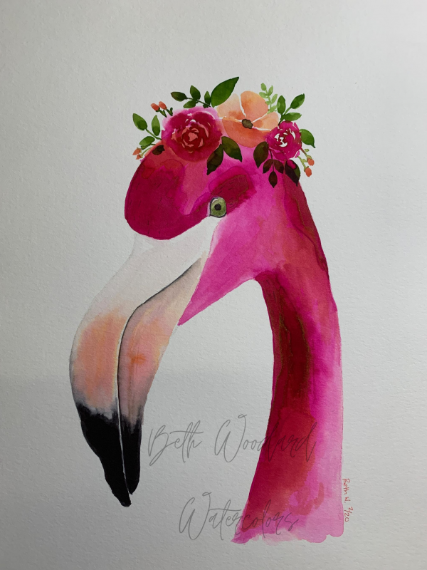 flowery flamingo painting