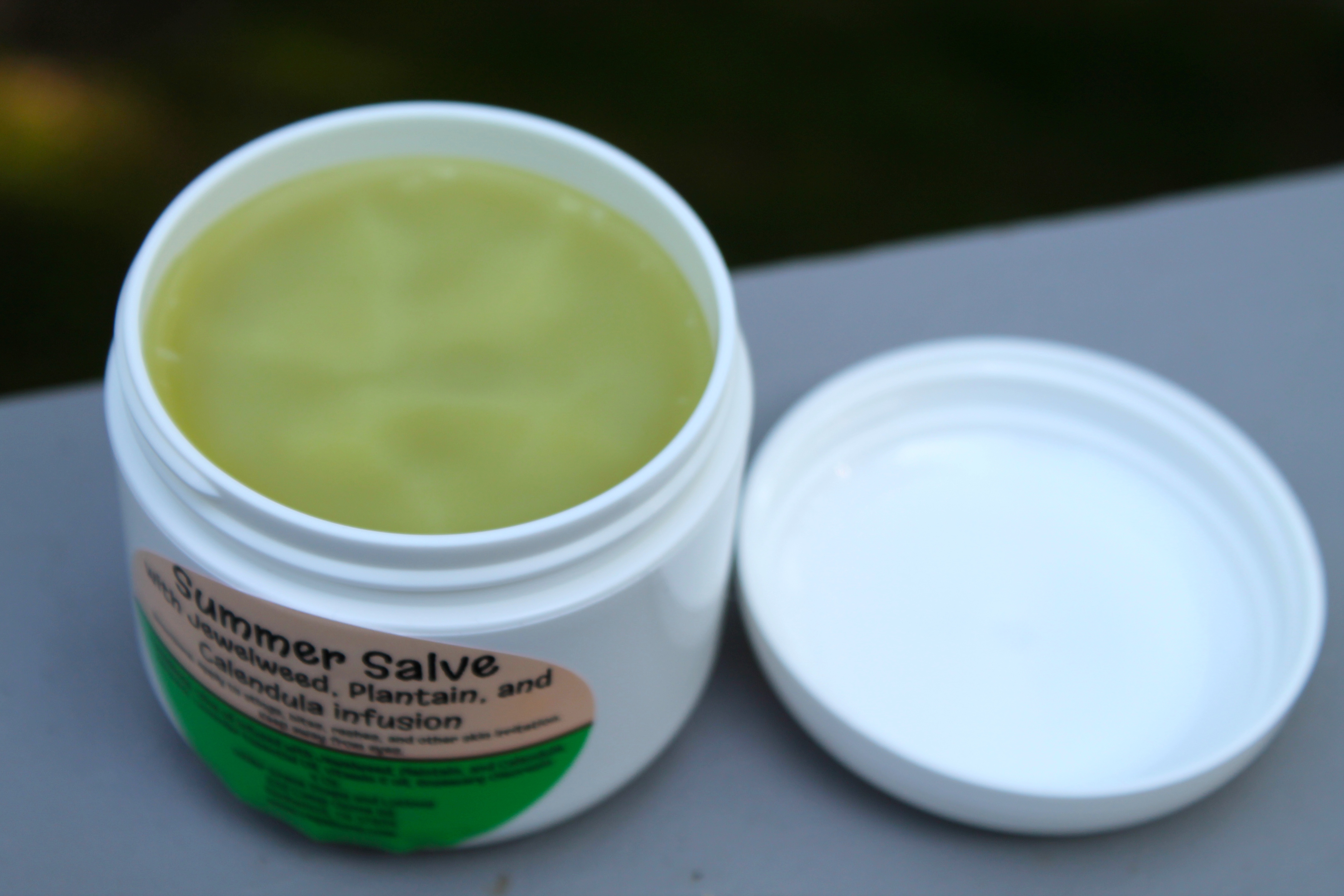 summer salve with jewelweed, plantain, and calendula