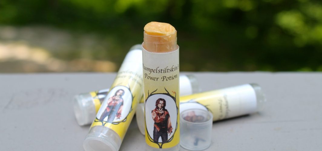Rumpelstiltskin's Power potion lip balm in cinnamon scent with Cayenne