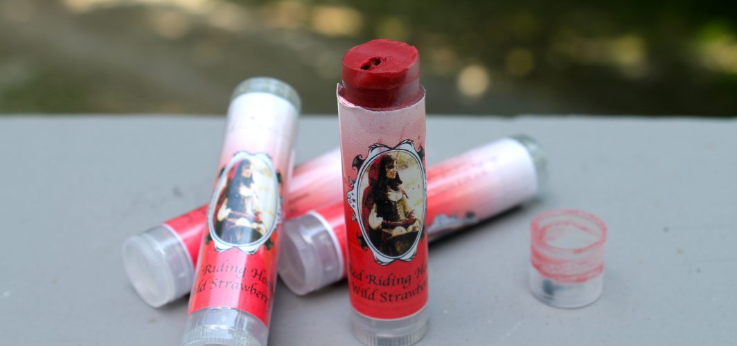 Red Riding Hood's Lip balm in Wild Strawberry with a slight pink tint