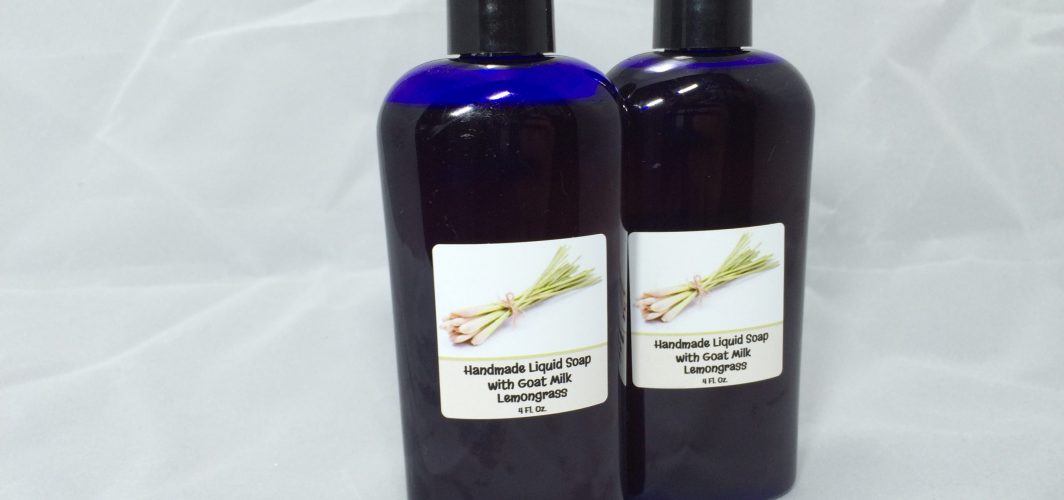 Handmade liquid soap with goat milk lemongrass scented