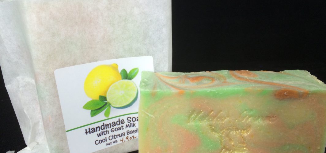 handmade soap with goat milk in cool citrus basil scent