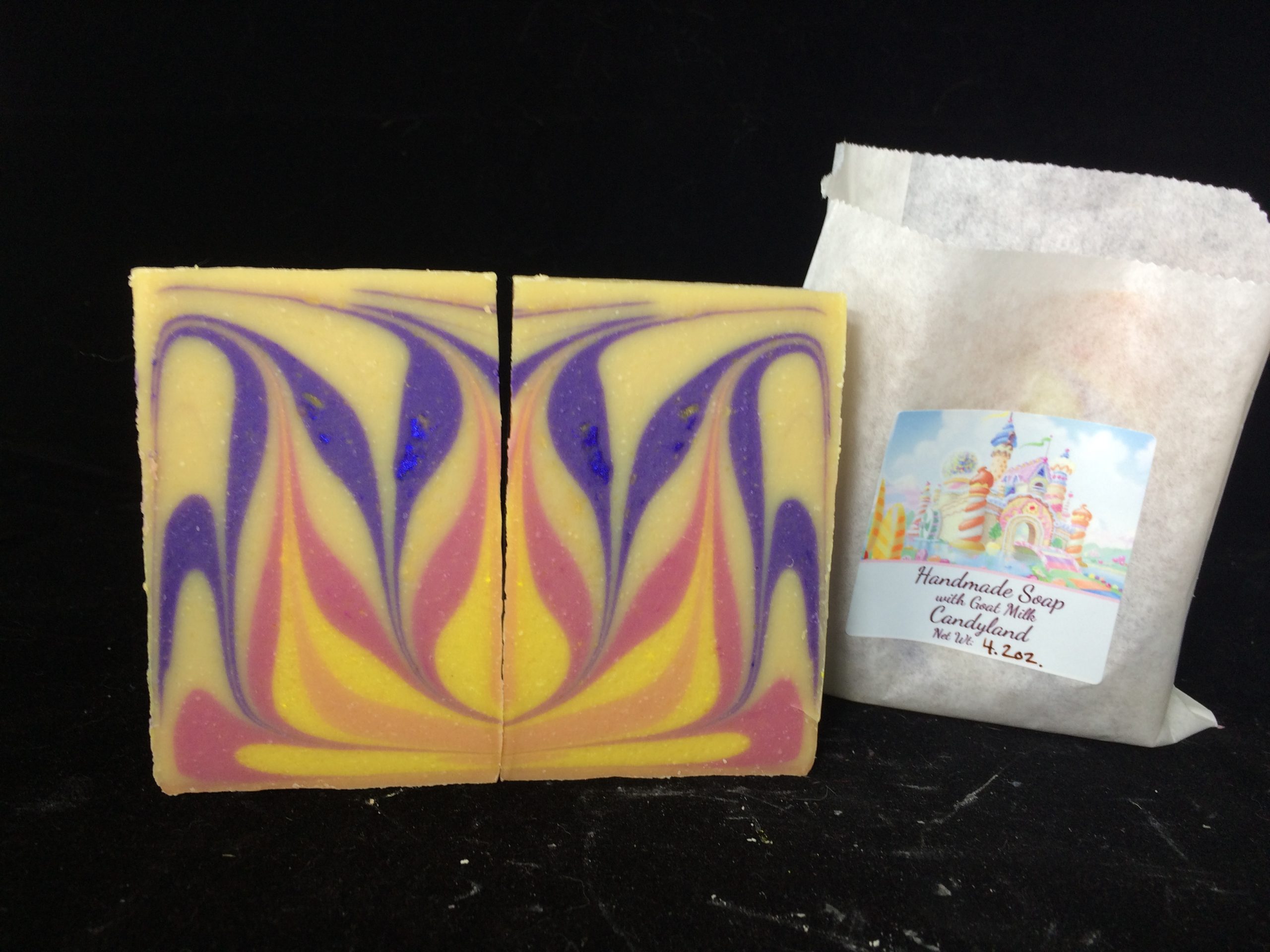 Handmade soap with goat milk in candy land scent