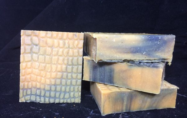 Snakeskin textured soap with goat milk and dissolved snakeskin