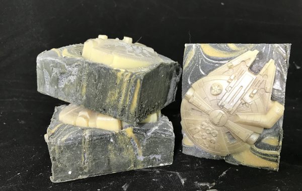 Handmade soap with Millennium Falcon on it