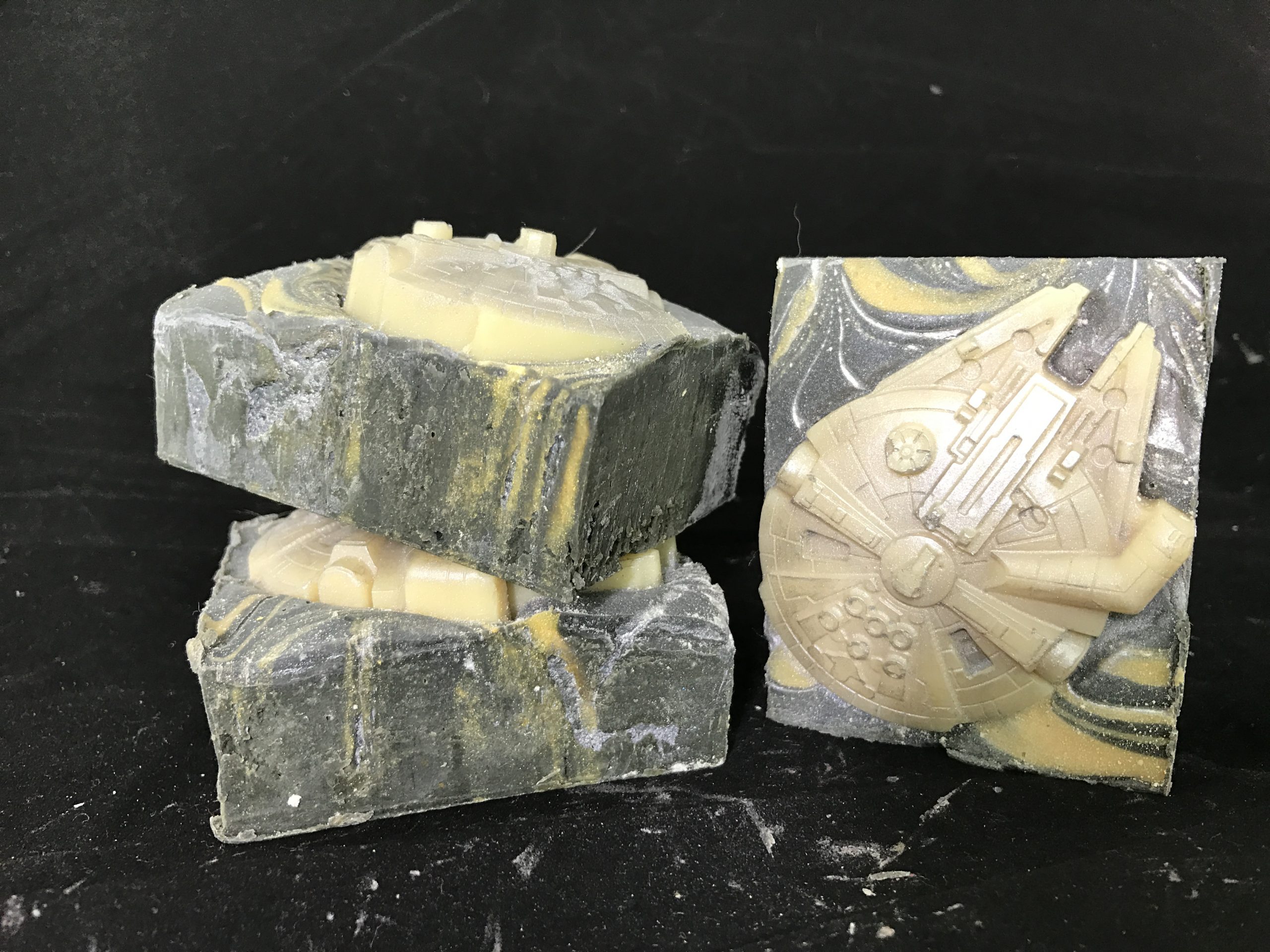 Handmade soap with Millennium Falcon on it