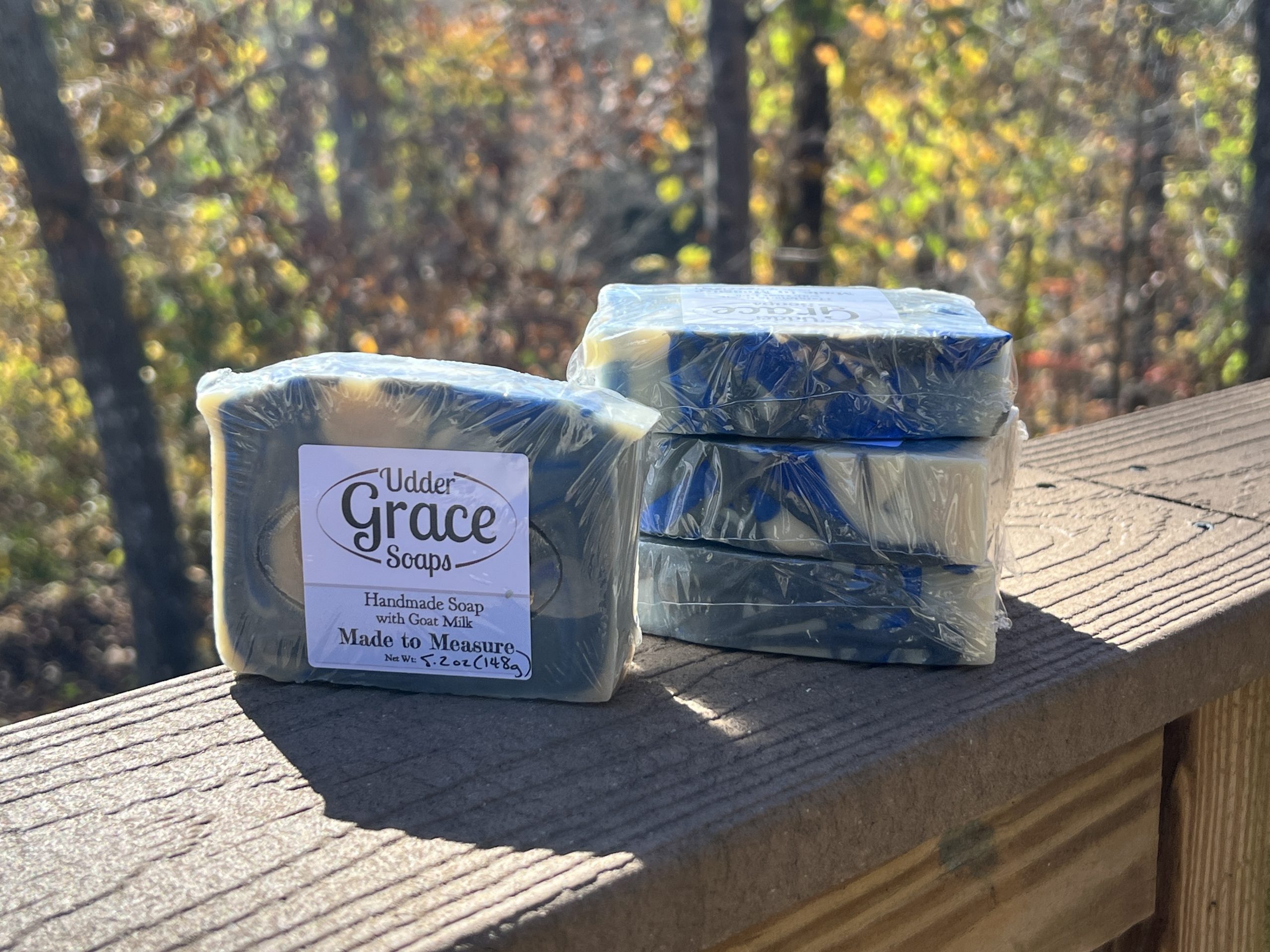 blue and grey goat milk soap